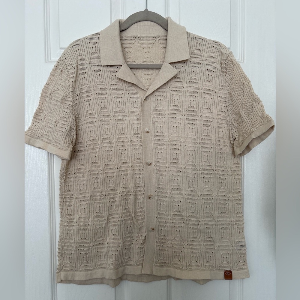 Men's Beige Short Sleeve Shirt